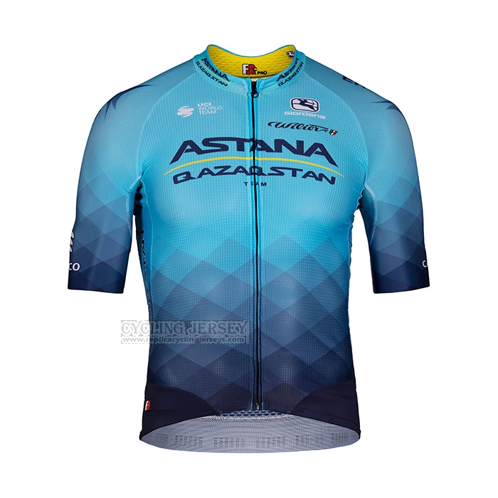 2022 Cycling Jersey Astana Blue Yellow Short Sleeve and Bib Short